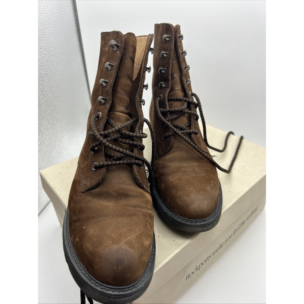 Rockport Bracken‎ Brown Nubuck Leather Ankle Boots, Size 8M With Box